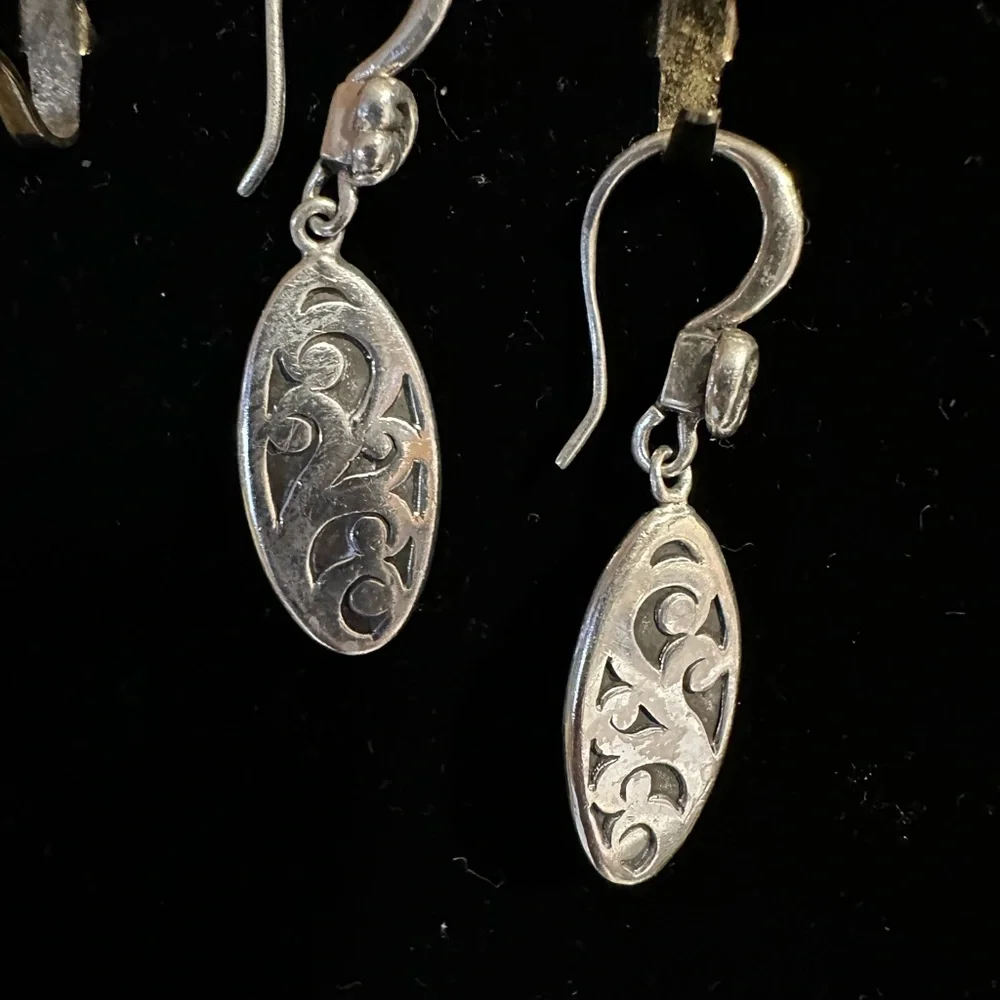 Lois Hill 1” drop oval earrings 925 sterling silver - Picture 2 of 4